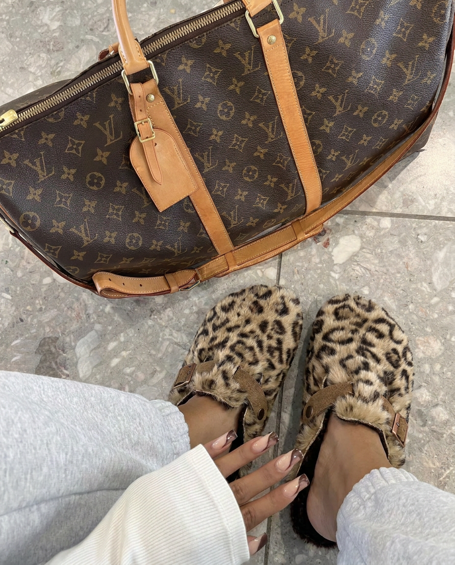 Arcadia Leopard Fur Clogs
