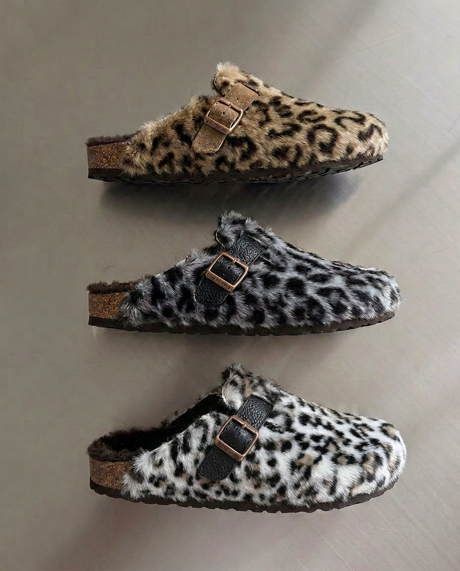 Arcadia Leopard Fur Clogs