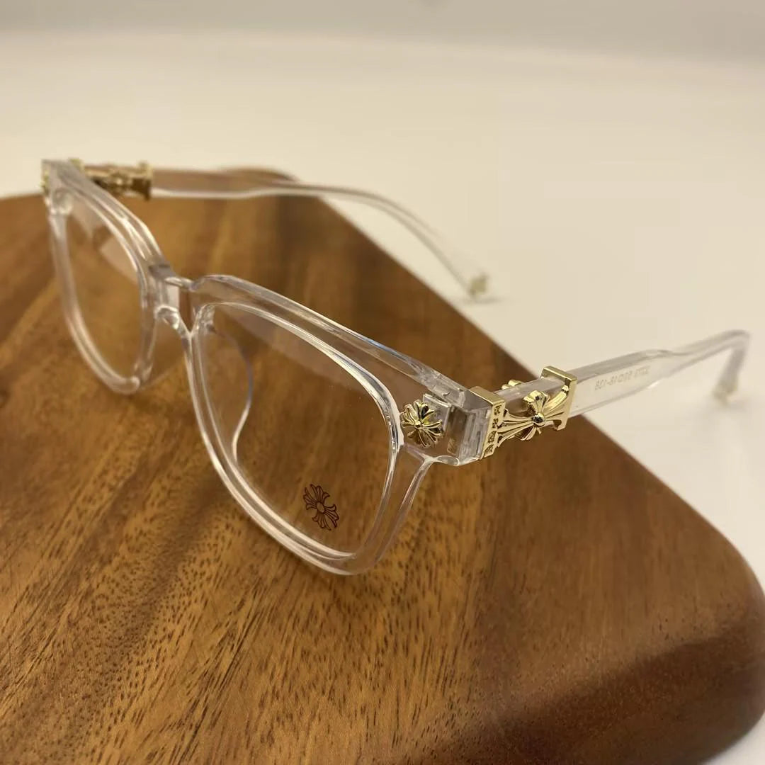 Chrome Glasses Clear Silver
