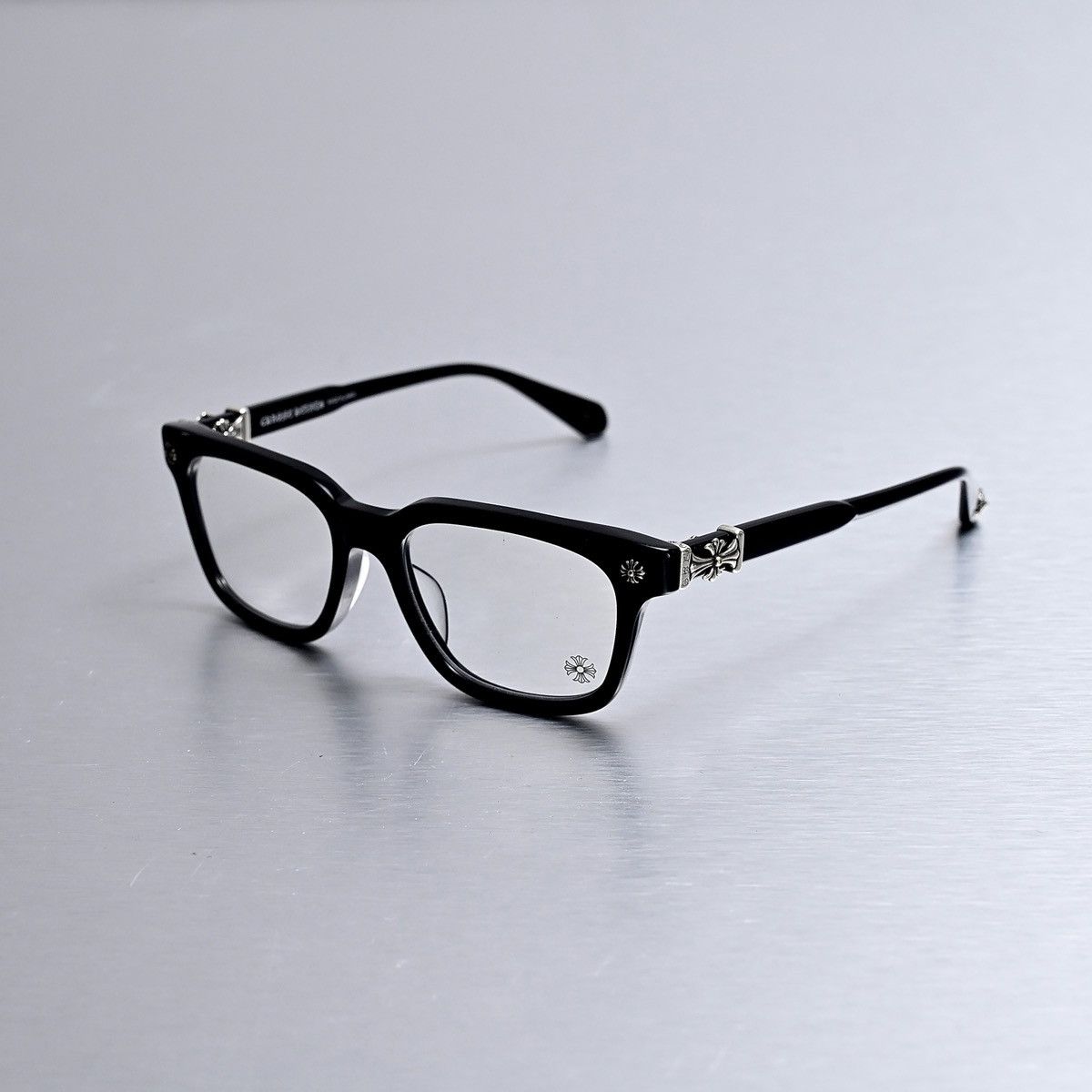 Chrome Glasses Clear Silver